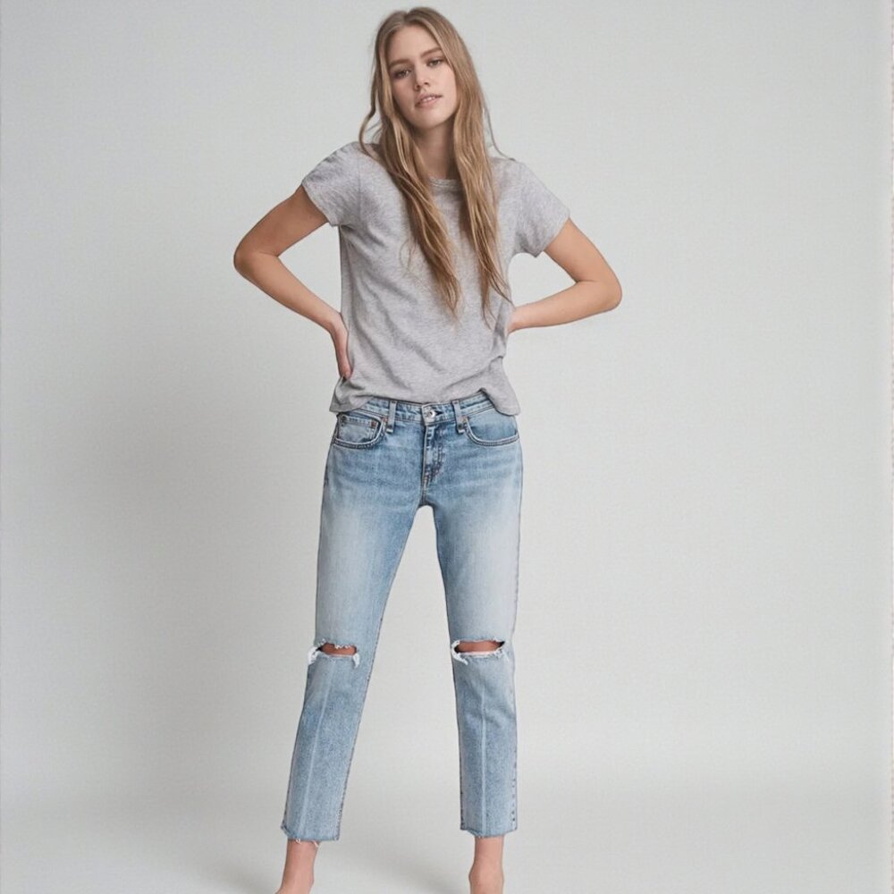RAG & BONE Dre Low-Rise Slim Boyfriend Distressed Jeans